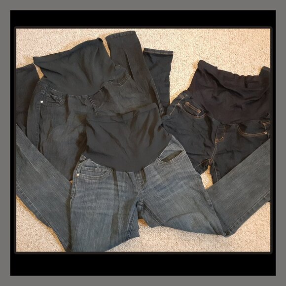 LOT OF 3 MATERNITY JEANS~BELLA VIDA~FADE TO BLUE DENIM~OH BABY~WOMENS SIZE M - Picture 1 of 4